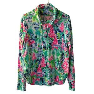 Lilly Pulitzer Fletcher Popover Pullover Sweatshirt Salt In The Air Size M